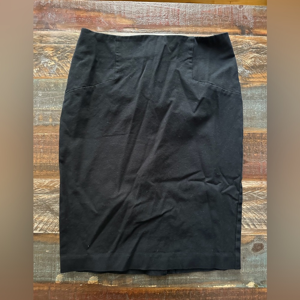 Metaphor Women’s 4 Black Stretch‎ Pencil Back Zip Skirt With Slit | SKU 0953